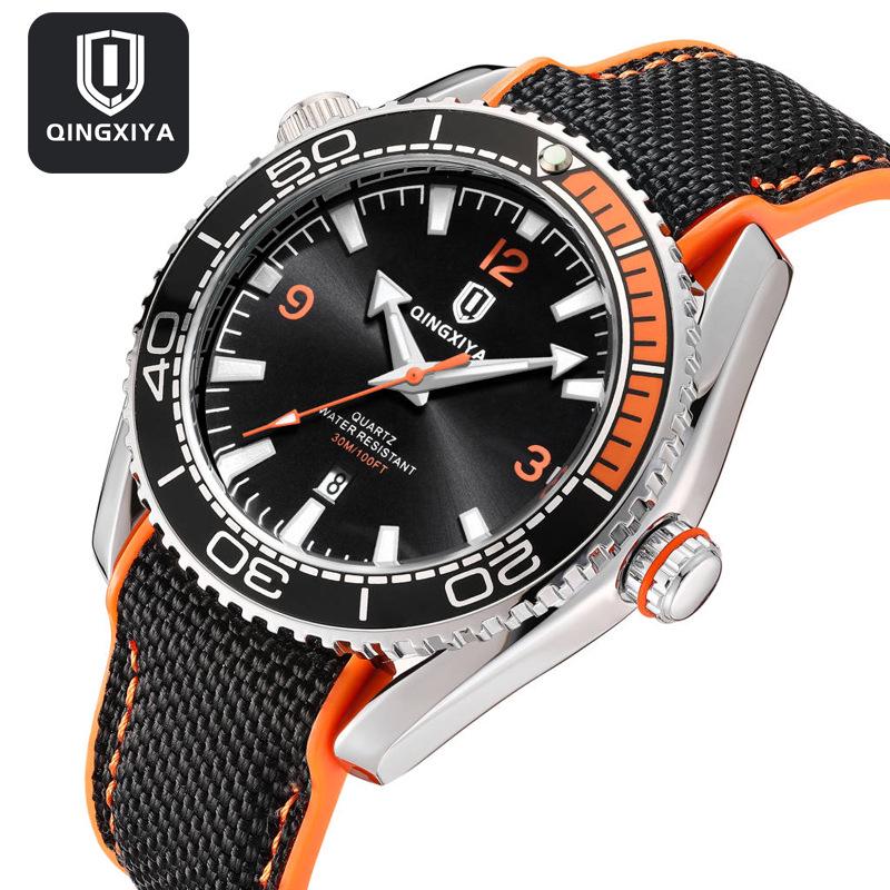 QINGXIYA Sports Men's Quartz Watch, Waterproof Silicone Strap with Calendar