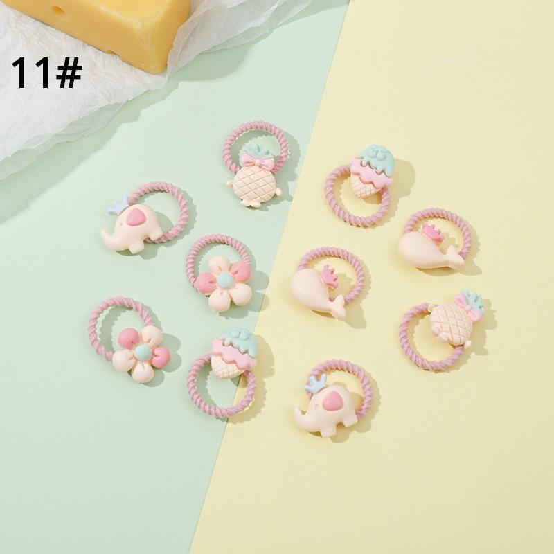 10-20 st/set Söta tecknade björn kanin hårband flickor elastiskt gummiband huvudbonad blomma rosett baby barn håraccessoarer ornament