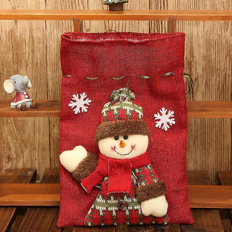 Large Candy Christmas Bags New Year Holiday Cartoon Apple Stockings Christmas Decorations for Home Linen Drawstring Gift