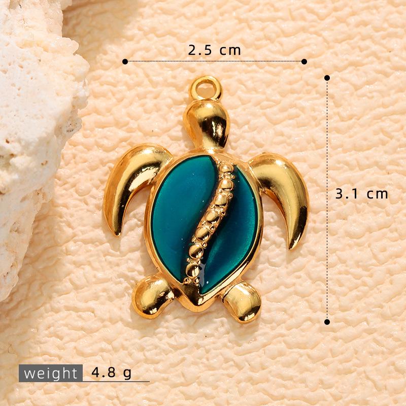 Stainless Steel Starfish & Sea Turtle Shell Pendant Earrings for Women