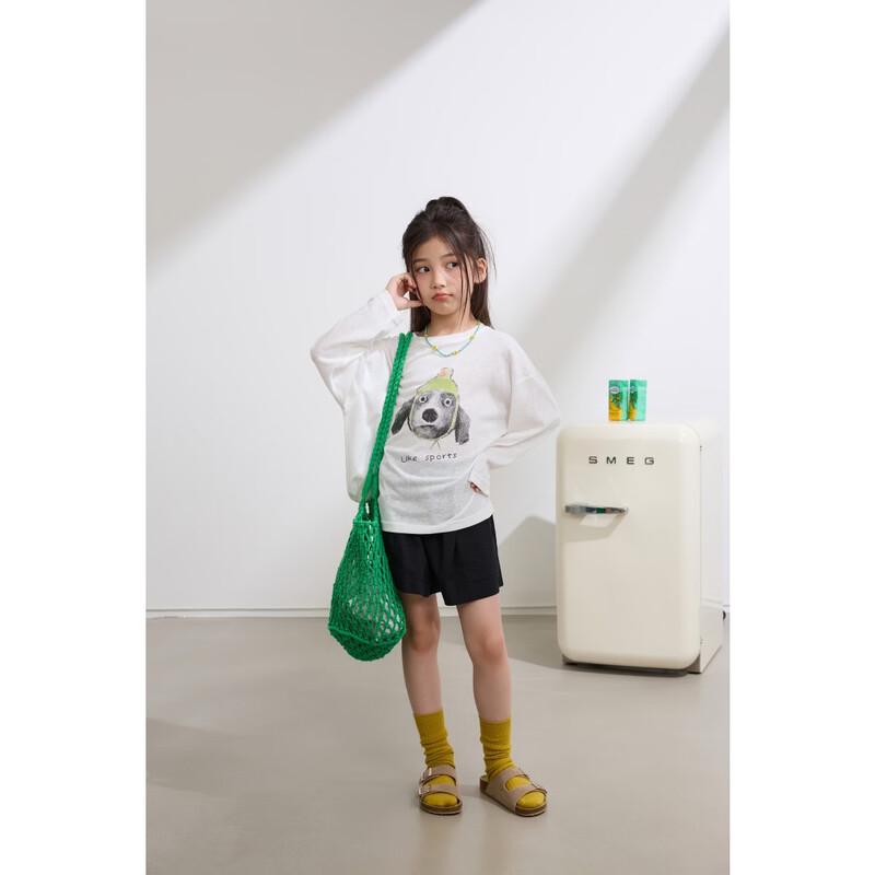 Unisex Lyocell Linen Dog Print Long-Sleeve Tee