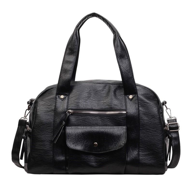 Large Capacity Tote Bag Women Minimalist Work Commute Shoulder Crossbody PU Leather With Zip