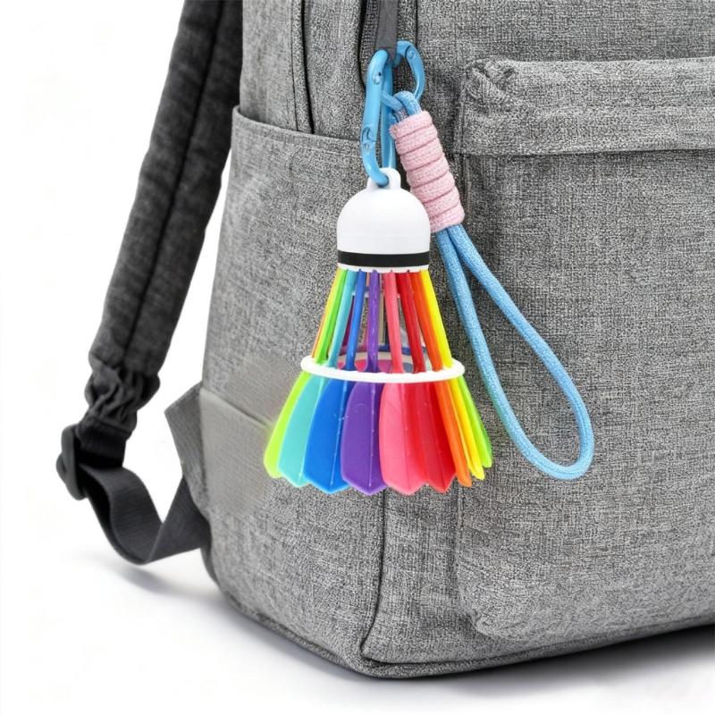 Portable Badminton Shaped Decoration Keychain Polylactic Acid Colorful Designs Multipurpose Accessory for Everyday Life
