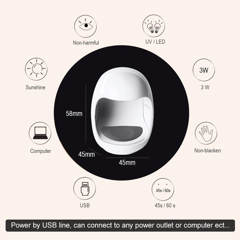 1 Pcs Egg Shape UV LED Lamp for Nail Single Finger Lamp Nail Gel Polish Dryer Drying Machine Smart Sensor 45s / 60s USB Connector