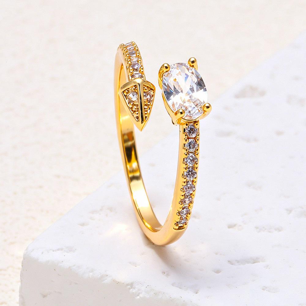 Exquisite Zircon Water Drop Open Ring: Women's High-End, Stylish, Versatile, Niche Design