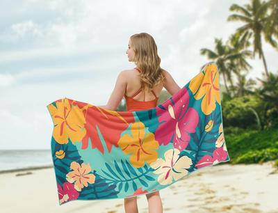 Colorful Flowers Pattern Beach Towel for Family Stuffs Friends Gifts Quick-Dry For Bath Yoga Tourism Beach GYM Camping Swimming