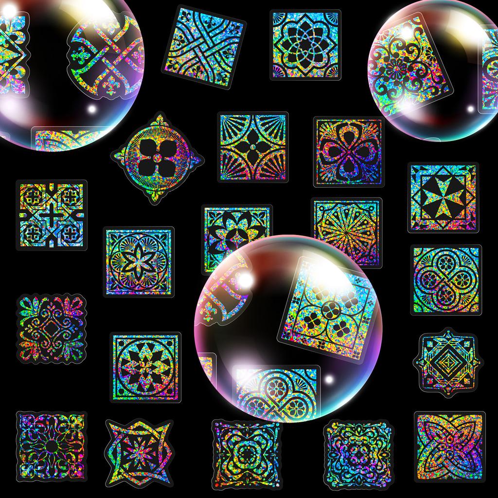 50 Sheets Of Transparent Laser Bomi Flower Flow Hemp Personalized Water Cup Notebook Luggage Decoration Pet Sticker