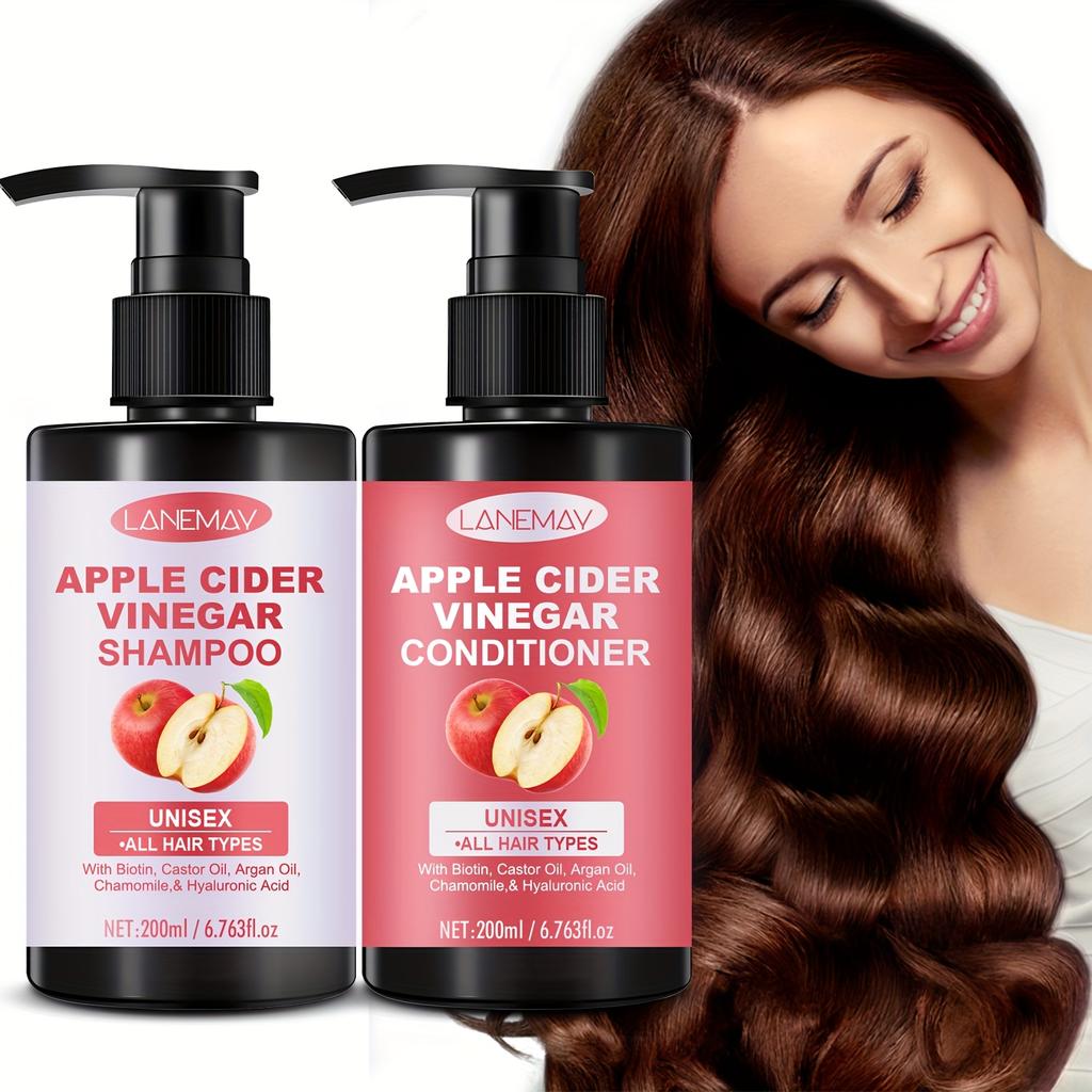 Apple Cider Vinegar Shampoo & Conditioner Set | Controls Oil, Strengthens Roots, Improves Texture & Shine for Men & Women
