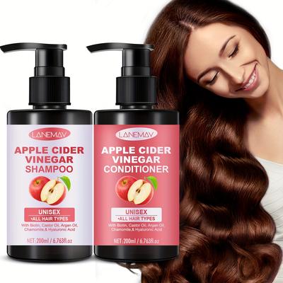 Apfelessig Shampoo & Spülung Set | Kontrolliert Öl, Stärkt die Wurzeln, Verbessert Textur & Glanz für Männer & Frauen