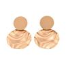 Retro metal disc hollow stud earrings geometric round European and American versatile wave stripe fashion ins exaggerated earrings