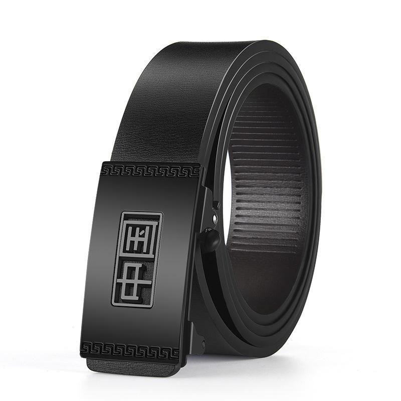 

Men s Belt Inside The Toothless Automatic Buckle Belt for Men s Fashionable and Versatile Business Trousers 120cm