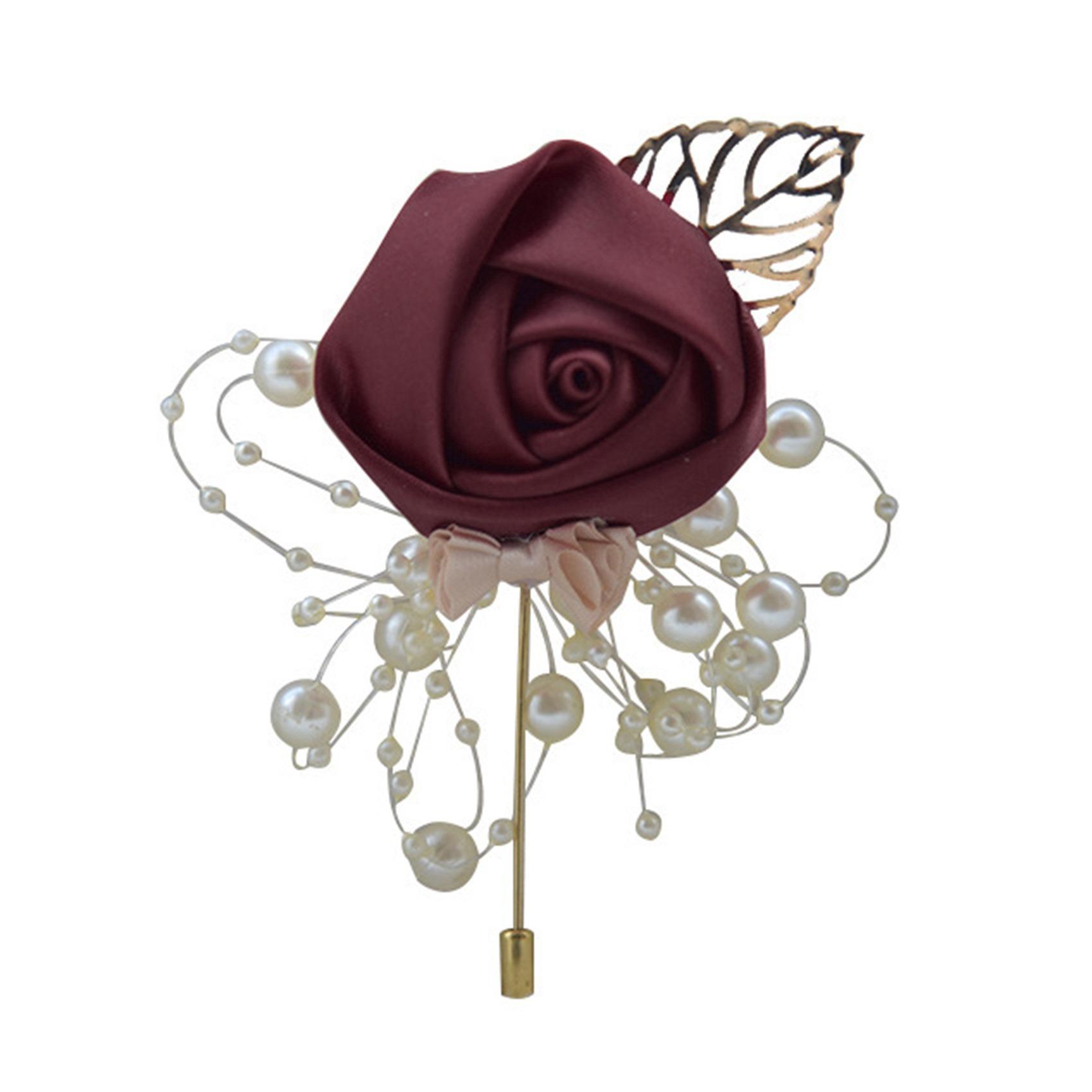 

Церемония Бал Корсаж Брошь Свадебный Жених и Невеста Моделирование Цветочный Корсаж One Size вино красного