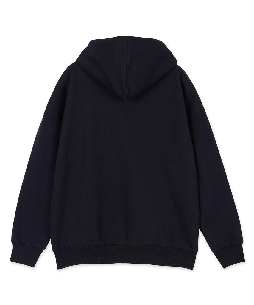 Astral Projection Oversized Wide Shoulder Zip-Up Hoodie_Black
