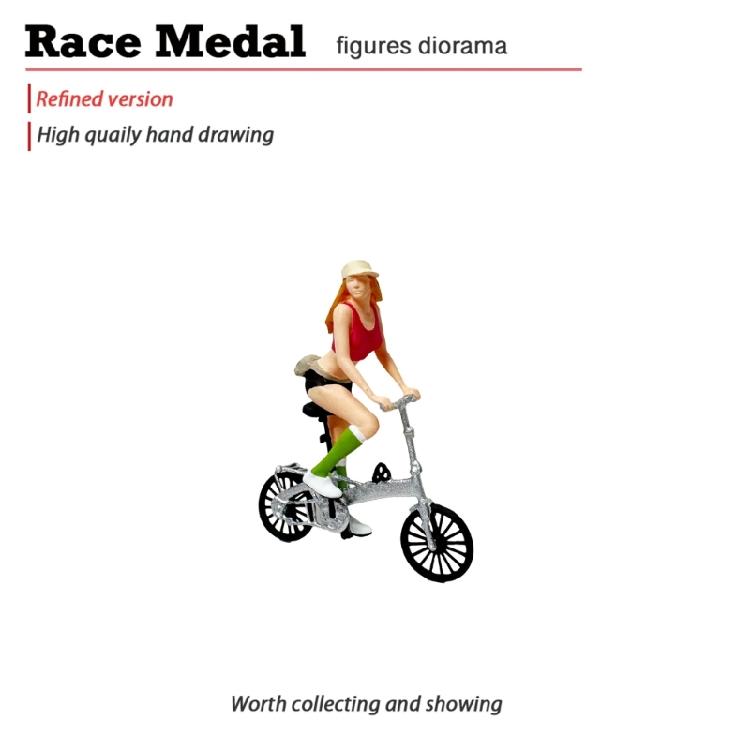 1/87 Scale Realistic Cycling Scene Model Miniature Cyclist Figurine for Model Building Set and Railway Landscape Decors
