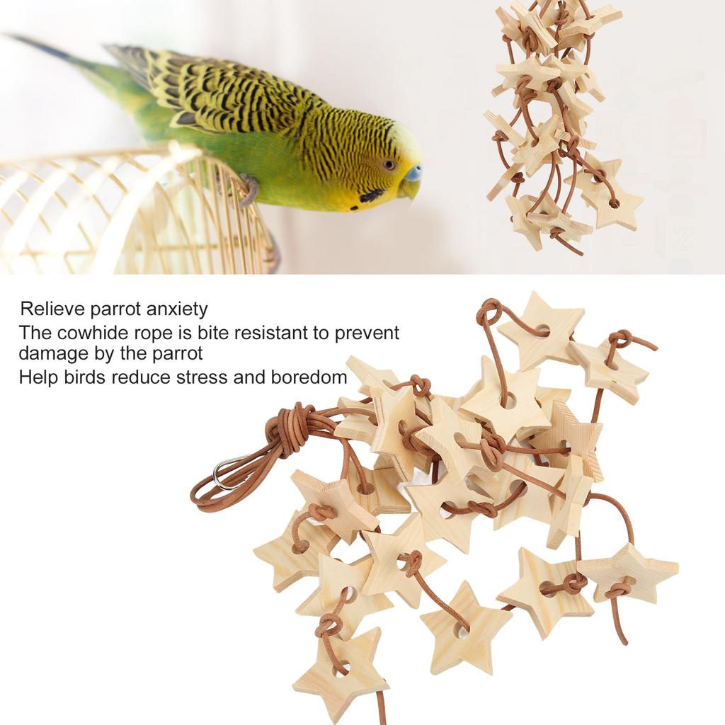 Bird Wood Star Toy Bite Resistant   Wood Star Chewing Toy for Budgies Parakeet Cockatiel Lovebird
