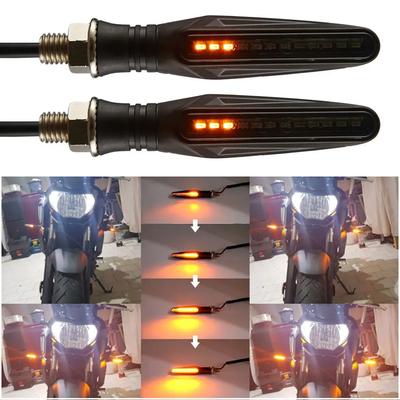 4/2PCS Motorcycle Turn Signal Light 335SMD Turn Signals Indicator Flashing Light LED Flowing Water Blinker Universal M10 Bolt