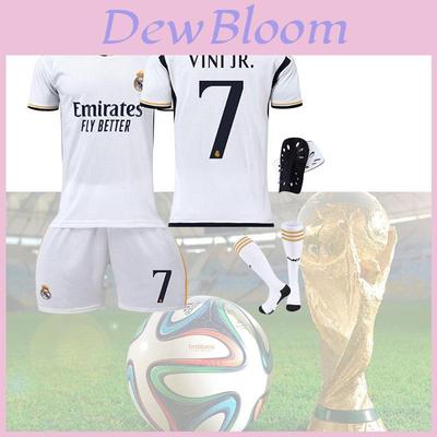 Futbalový dres Real Madrid 7 Vini.jr pre deti a dospelých, polyesterová tkanina, tričko, nohavice, ponožky a ochranné vybavenie v cene