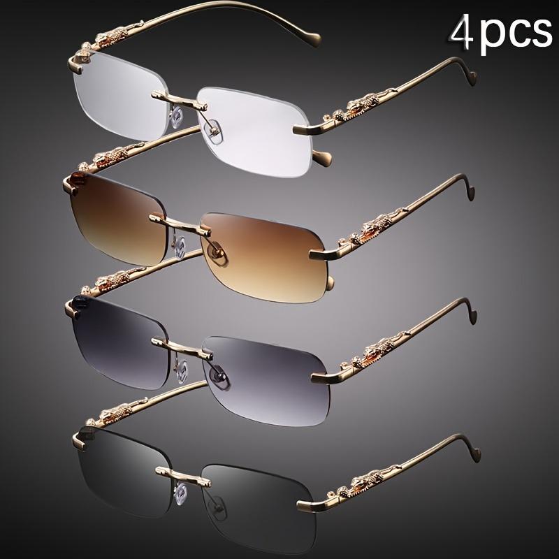 

Набор из 4 минималистичных квадратных металлических очков без оправы, идеально подходящих для подарков на день рождения и реквизита для фотографии