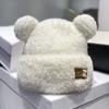 Thick Plush Bear Hat for Women Korean Version  Fashionable  Sweet and Versatile  Face Friendly  Small  Warm and Windproof Knitted Hat