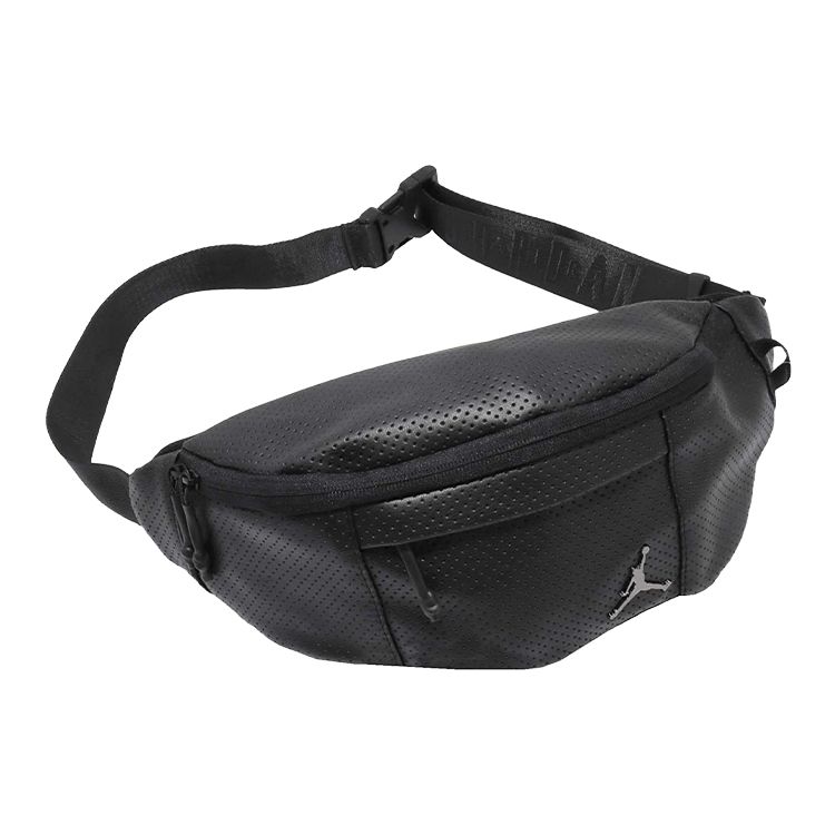 Jordan Metal Logo Mesh Leather Chest Bag Crossbody Waist Bag Regular Couple Style Unisex bags Black 9A0170-023 Black