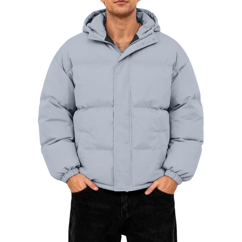 Herren Oversized Casual Daunenjacke mit langen Ärmeln und Kapuze