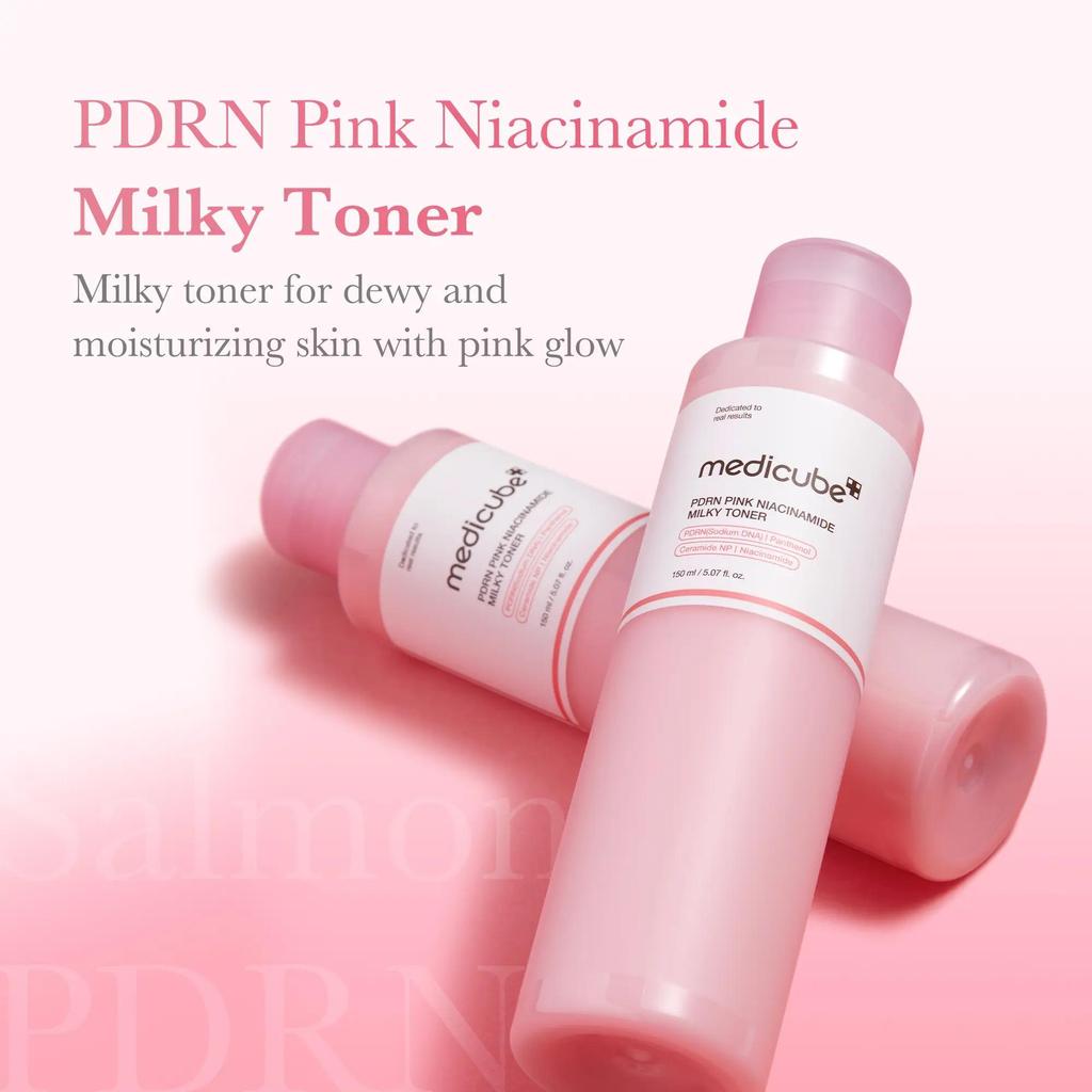 Medicube PDRN Pink Niacinamide Milky Toner for Hydrating, Moisturizing, Soothing, Ceramide, Peptide, Glass Glow Skin
