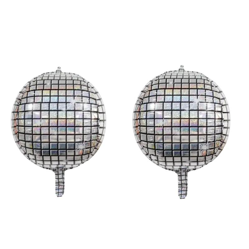 2pcs 22 Inches Silver Birthday Disco Party Ball Foil Ballon Set Happy Birthday Party Decoration Decorative Balloons for Party