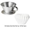 Stainless Steel Flat Bottom Pour Over Coffee Filter Cup and Pot Set