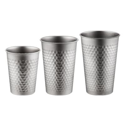 Metal Camping Cups Set, Three Cup Drinkware with Ti+ Finish Marking, Fill Access and Gentle Lip for Camp Meals, Drink Service, and Trail Pauses