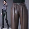 Dicke Lederhose mit hoher Taille und 9-Zoll-Übergröße, neuer Winterstil, lockere Haren-Freizeithose