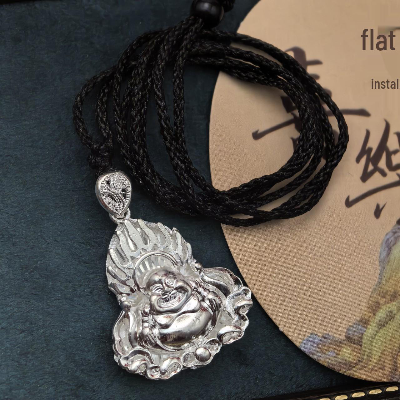 Silver-Plated Maitreya Buddha Necklace: Unisex Pendant for Baby Safety