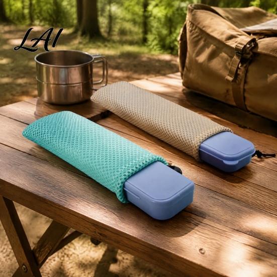 Reusable Straw Carrying Case Mesh Cutlery Drawstring Bag for Straws And Chopsticks Portable Breathable Polyester Lightweight Sleeve Camping
