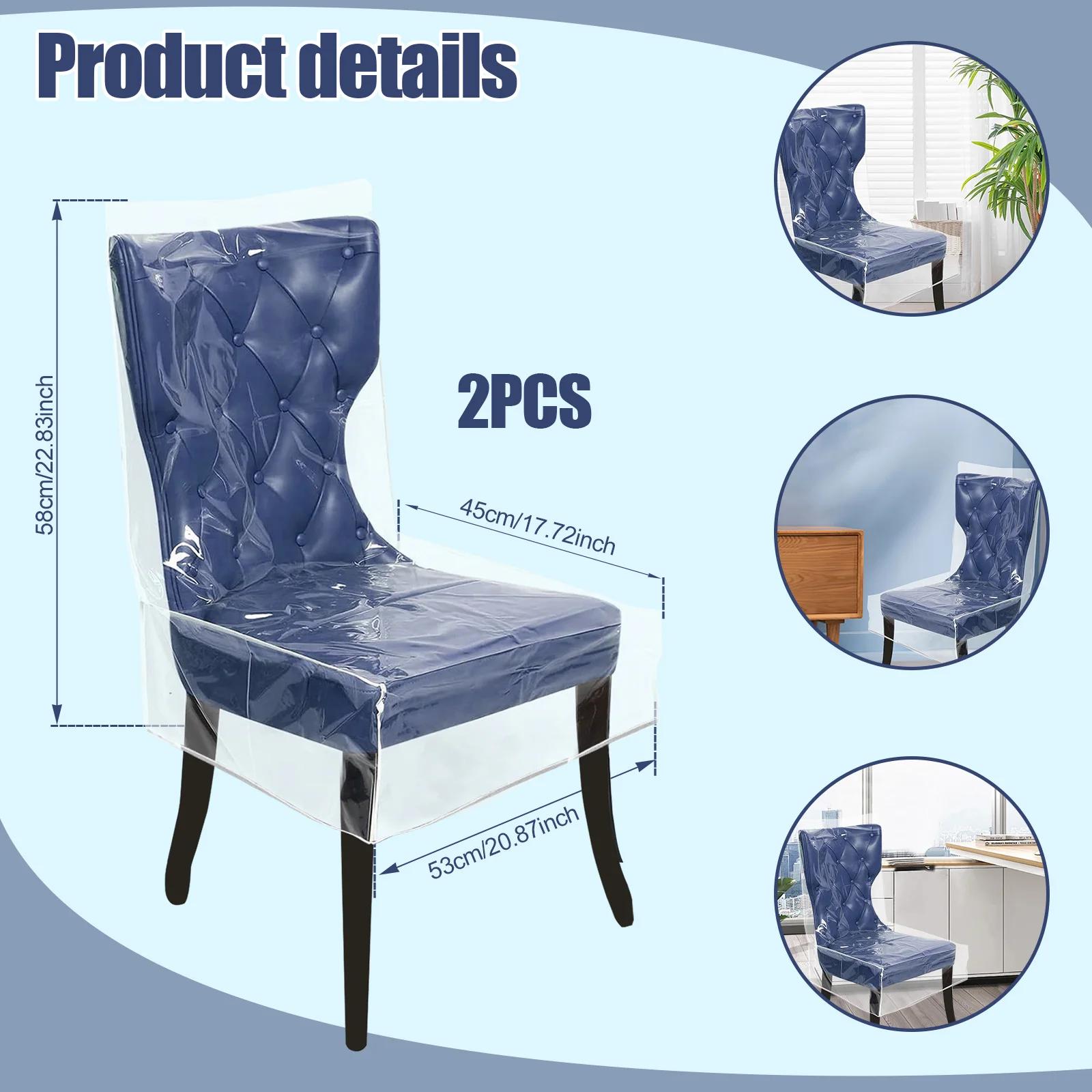 

2Pcs Transparent Plastic Chair Cover Waterproof Dining Room Chair Cover Clear Thick Seat Protector for Restaurant Kitchen