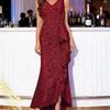 New women's sexy V-neck dress sequined split evening dress dress