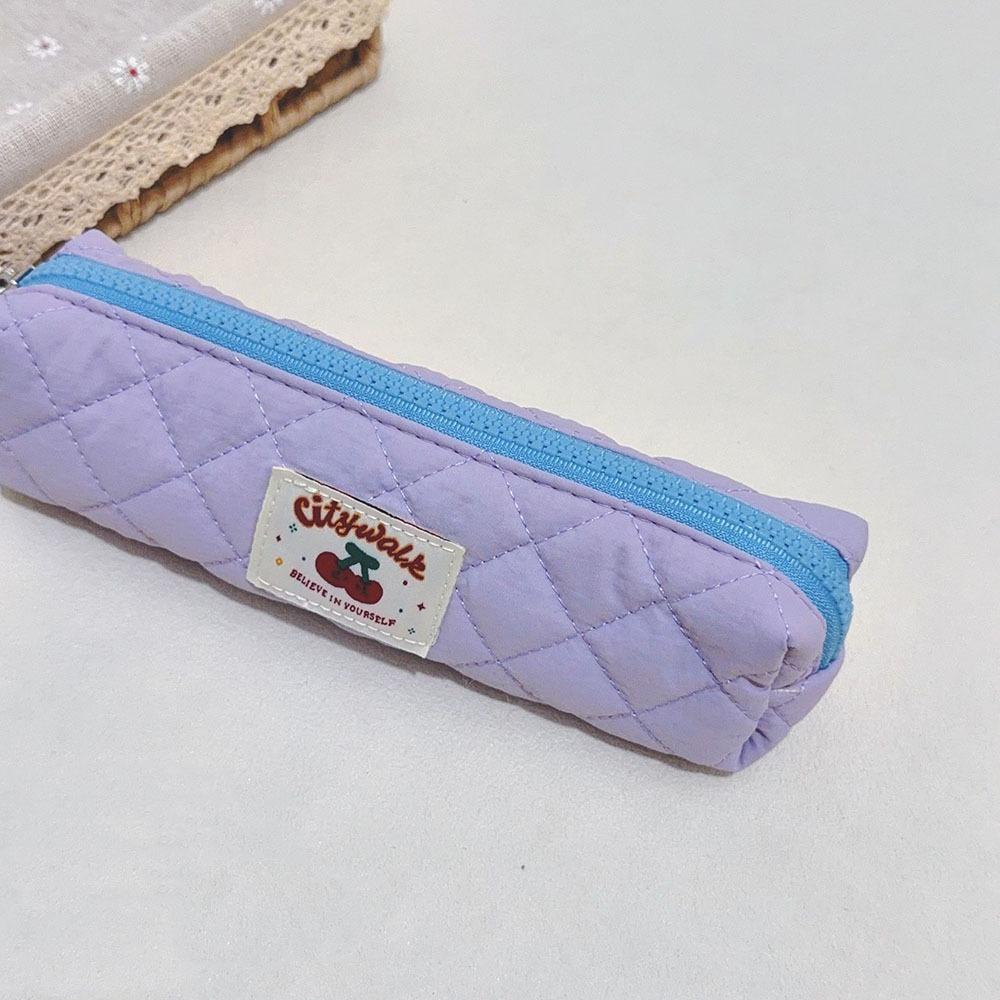 Floral Pattern Quilted Pencil Bags Bow Design Pen Cases Kawaii Pencil Pouches School Use