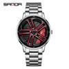 SANDA Happy People Fashion Men Watches Top Luxury Quartz Watch Waterproof 360 Rotating Car Wheel Dial Watch For Male Sport Clock