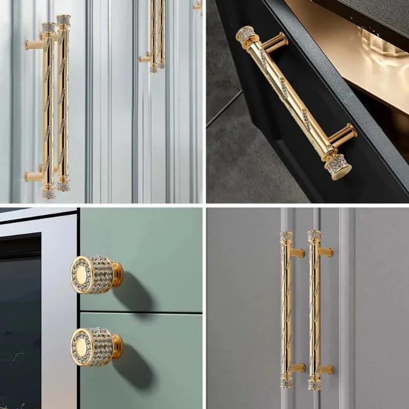 Goldene Leichte Luxus Schrank Schubladengriffe Moderner Minimalistischer Nordischer Stil Diamant Weinschrank Türgriffe Küchenschubladengriffe