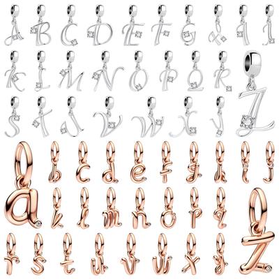 Feine 26 A-Z Glücksbuchstaben Anhänger Charms Perlen Passend für Original Armbänder Halsketten Zubehör Diy Damenschmuck Geschenke