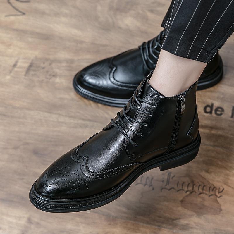 Fashion Winter Boots Chelsea Men Boots Casual Breathable Men Boots Fashion Block Style Ankle Boots for Male Non-slip Business Mens Boots