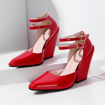 Frühlingsleder Damenschuhe Sexy Flache Knöchelschnallen Spitzschuh Im Freien Einfarbig Verschleißfeste Damenschuhe