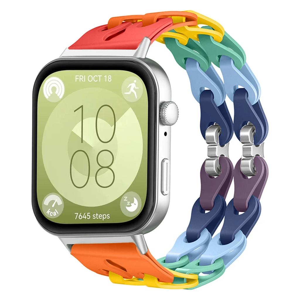 Silicone Chain Strap For Huawei Watch Fit 4 3 2 1 Wristband Bracelet Adjustable Band 18mm 20mm Replacement Strap