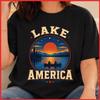 Funny Lake America USA Patriotic Black Cotton T-Shirt S-5XL