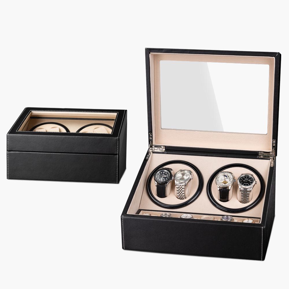 Dual-Head PU Leather Automatic Watch Winder Box