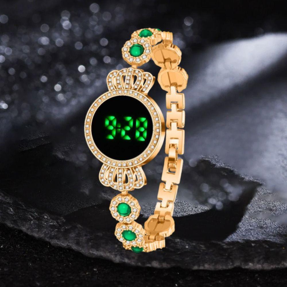 Elegant Touch Digital Wrist Watches Retro Rhinestone Wristwatch Women's Electronic Watch  Female