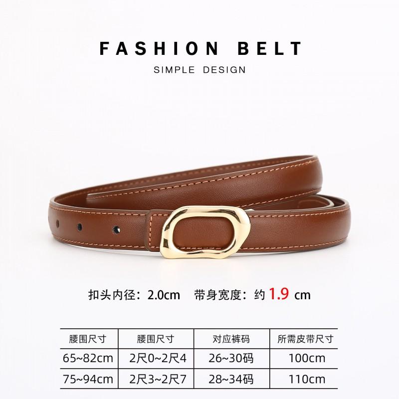 Womens Genuine Leather Thin Belt With Zinc Alloy Buckle Office Casual Pants Chic Waist Accessory