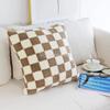 1 pièce 45*45cm 50*50cm Housse de Coussin Peluche à Carreaux Tissée Housse de Coussin Jeté pour Voiture Canapé Housse de Coussin en Velours Court Coussin