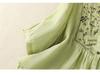 2025 Women's Retro Linen Shirt: Elegant Stand Collar, Single-Breasted, Embroidered Design