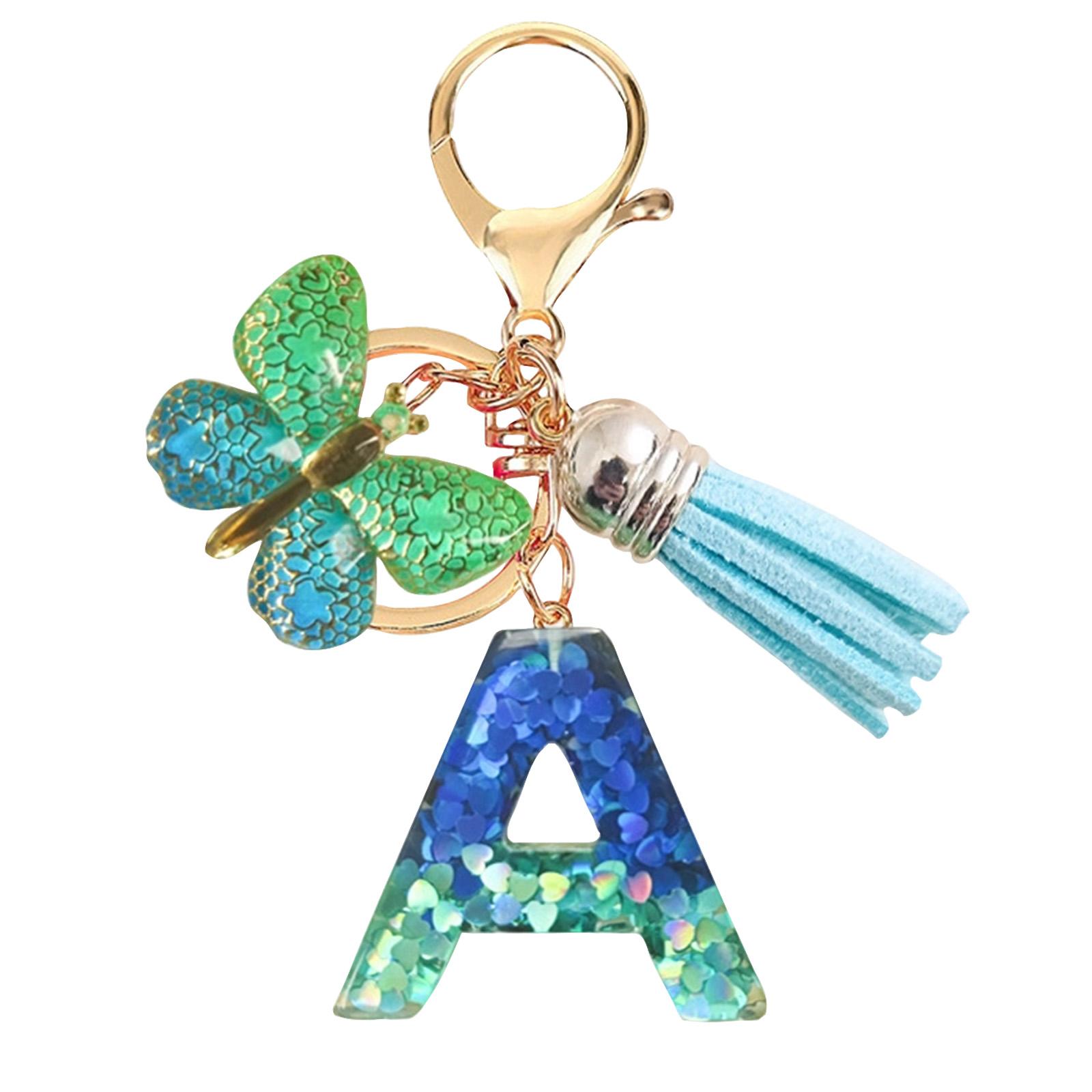Брелок с буквой, Подвеска-бабочка, Брелок для пары, Брелок с буквой и пайетками One Size