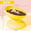 Ceramic Dual Bowl Cats Elevated Slanted Design Prevent Neck Strain Food Water Feeder Non-Spill