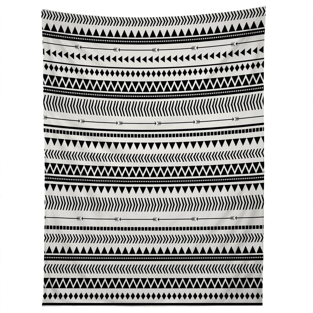 BLACK AND WHITE AZTEC PATTERN tapestry
